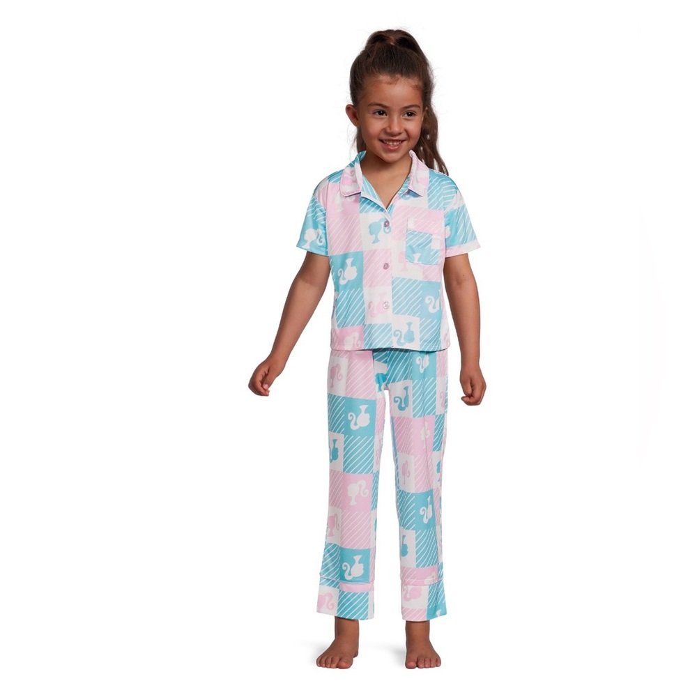 NWT Barbie Girls Short Sleeve Top and Pants Pajama Set, 2-Piece, Sizes S (6-6X)